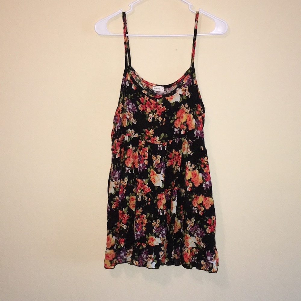 Black floral print dress